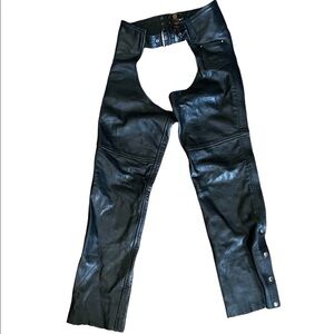 Leather King women’s Chaps with hip pocket and adjustable waist snap bottoms